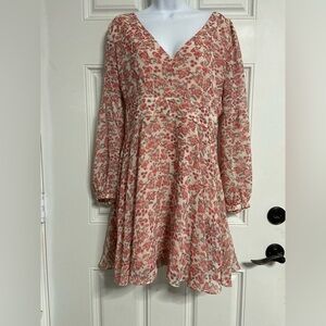 T18- BB DAKOTA Pink Floral SUNDAY BRUNCH Printed Dress